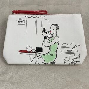 Clarins Chic Illustrated White and Red Cosmetic Bag